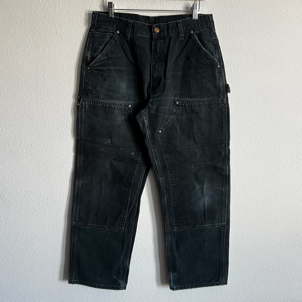 Carhartt B01 BLK faded black double knee work wear carpenter pants